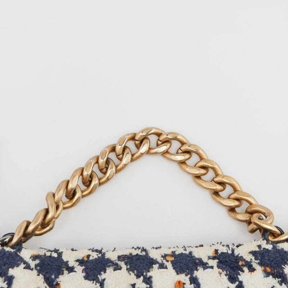 Chanel Blue/White Houndstooth Tweed Chanel 19 Small Flap Bag - Picture 7 of 11